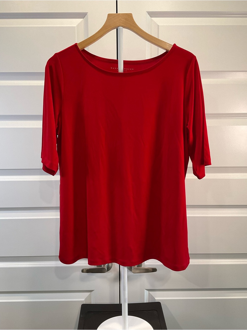 Susan Graver Bright Red Scoop Neck Stretch Tee